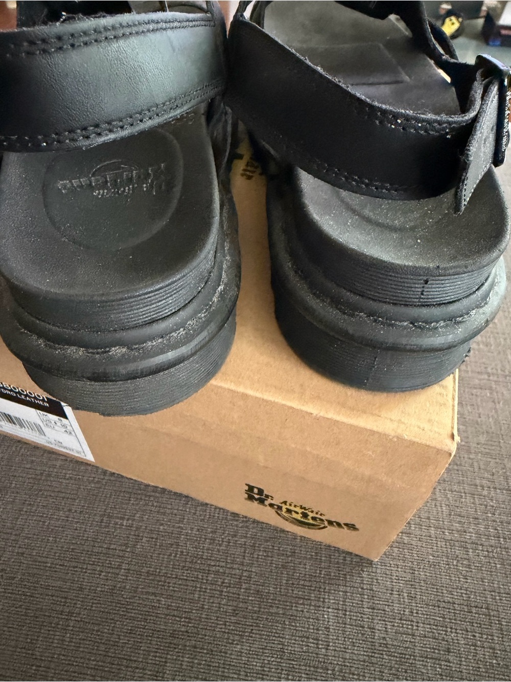 Womens DR MARTENS Air Wair Yelena Sandals Black Size 10 Hydro Leather - Picture 10 of 14